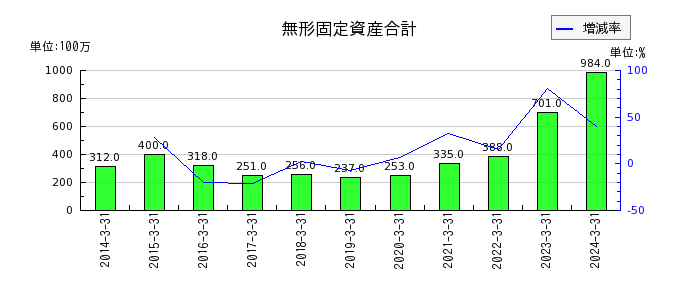 橋本総業ホールディングスの無形固定資産合計の推移